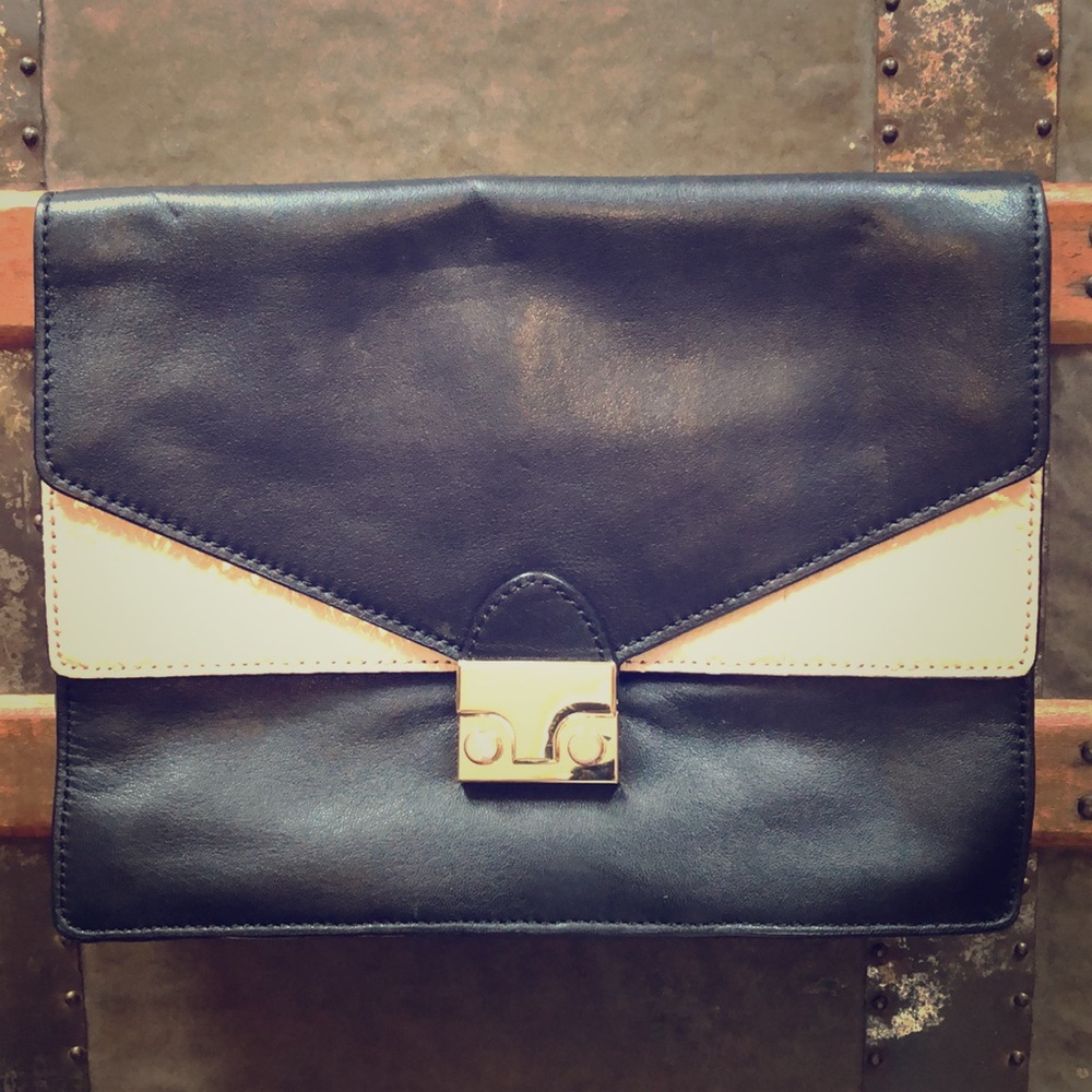 Loeffler Randall Crossbody Bag/Black Leather+Gold